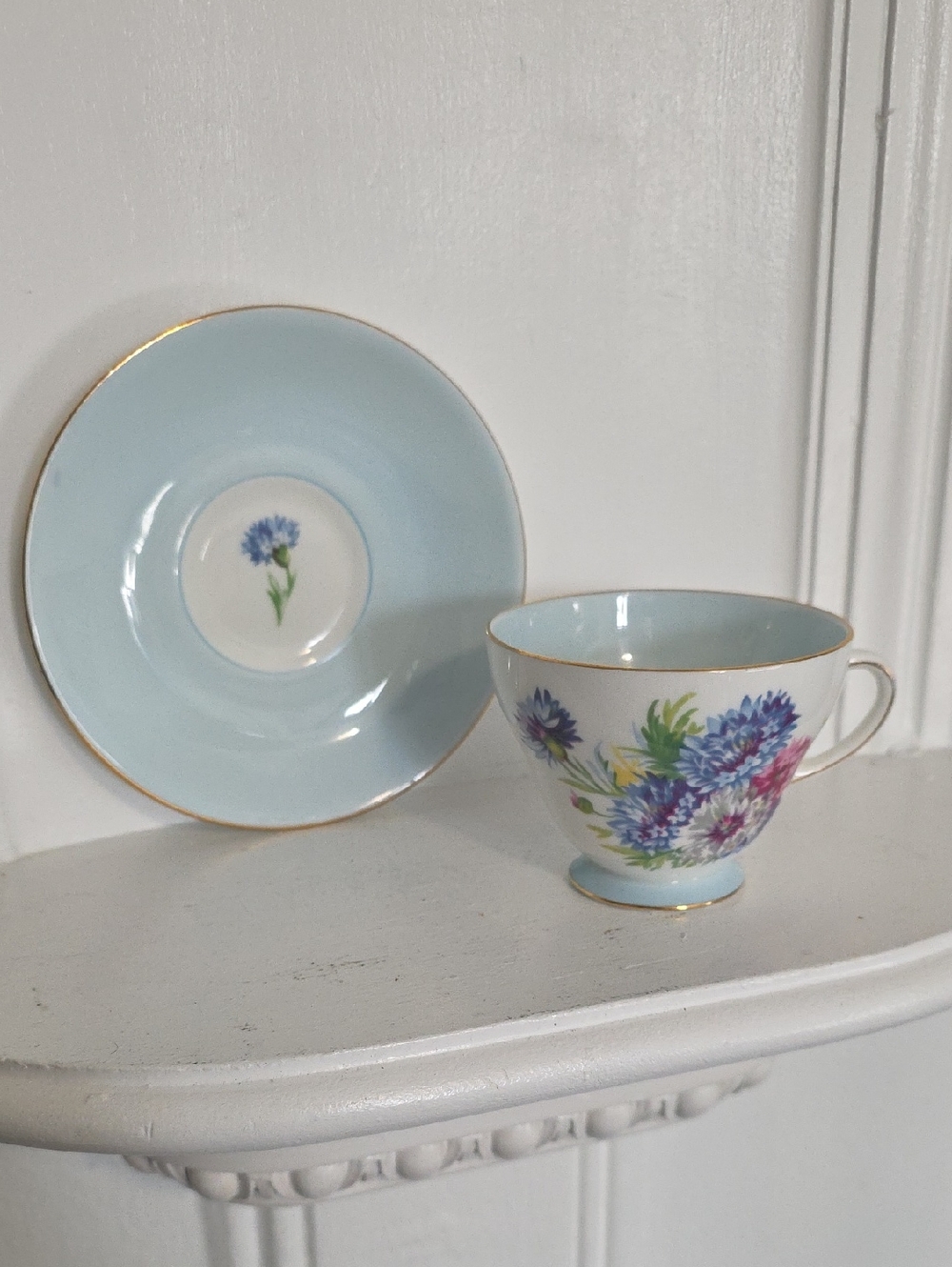 Royal Grafton bone china teacup and saucer set, likely featuring a floral patter